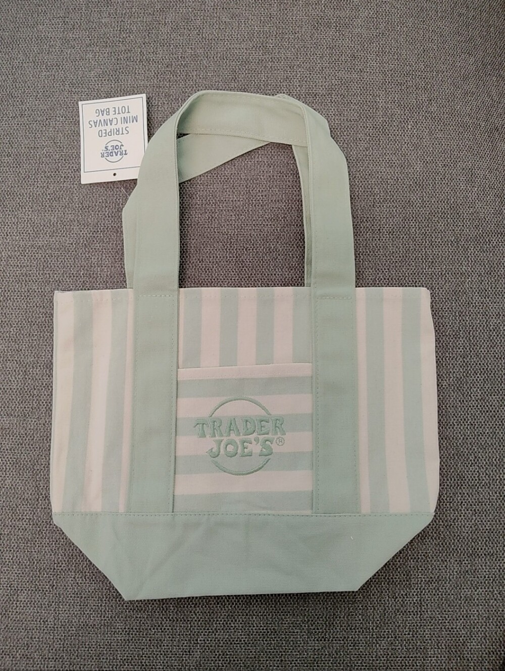 [New] Trader Joe's Striped Mini Canvas Tote Bag - Green